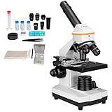 Svbony SV601 Compound Monocular Microscope, 80x-1600x Biological Microscopes with Mechanical Stage Dual LED Illumination, Optical Microscope for Kids Students Adults School Home Education