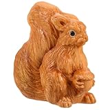 Toyvian Wood Carved Squirrel Figurine Realistic Animal Ornament for Home Decor Spring-themed Cute Miniature Statue Wooden Decoration for Boy Girl Garden