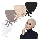 Tomtary 4Pcs Hijab Undercap Breathable Modal Elastic Head Wraps for Women Adjustable Tie Back Solid Color Hijab Cap Soft Hijab Turban for Girls Makeup Sleep Shopping