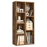 VASAGLE Bookcase, Bookshelf, Storage Shelf with 7 Compartments, Standing Shelf, Cube Shelf, for Living Room, Home Office, Dinning Room, Rustic Brown LBC27BX