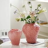 SYDDOL Fruit-Shape Flower Vase, Decorative Pink Strawberry Vase, Cute shelf Display, Unique Home Decor for Accessory, Kitchen, Office, Hotel Lobby (Strawberry, 7.9)
