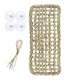 TeTupGa Reptile Lizard Lounger Bearded Dragon Hammock, Natural Seagrass Hammock Bed with Suction Cups for Anoles, Geckos, Iguanas, Hermit Crab Climbing Toys Tank Accessories for Habitats