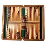 Classic Wooden Inlaid Backgammon Set - 36cm x 26cm, Includes Wooden Playing Pieces and Dice