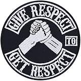 Give Respect to Get Respect - Embroidered Iron on Patches for Motorcycle Riders, Bikers | Quotes Sew on or Iron on Applique Patches forfor All Fabrics | 90X90 mm