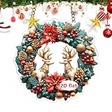 Christmas Tree Ornaments - Winter Colorful Hangable Whimsical Ornaments - 2D Acrylic Pendants Shatterproof Santa Claus for Lawn Porch Entryway Hallway Yard Outdoor Staircase Balcony Dining Room Home G