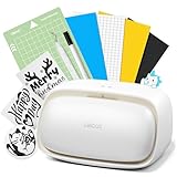 Likcut Glee S501 Vinyl Cutter, Portable Cutting Machine with Built-in Storage, Smart Sticker Maker with Beginner Vinyl Bundle, Compact Design for Home Craft Projects, DIY Home Decor, Beige