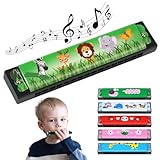 OFFCUP Blues Harmonica Set - 6pcs 20 Tunes Cartoon Harp, Key of C Mouth Organ, Perfect Music Gift for Beginner Adults Kids, Cartoon Animals Mini Iron Sheet Harmonica