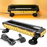 ROUTEKING 30LEDs Flashing Beacon Light - Recovery Warning Strobe Lighting Bar IP65 with 4 Magnetic Base 7 Flash Patterns for 12V/24V Emergency for vehicles Car Trailer Roof (Amber)