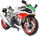 Risopen 1/12 Compatible for Aprilia Motorbike Model Toy Mini Alloy Metal Diecast Motorcycle Model White Motorcycle Model Toy Sport Racing Model Collection Gift for Men Kid Boy (White)
