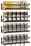 TRAYINDALY Spice Rack Wall Mounted 4 Pack, Spice Organiser for Inside Cupboard with Moveable 4 Hooks, Adhesive Stickers and Screws, Seasoning Organizer for Kitchen Door Storage