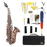 Yinhing B Flat Soprano Saxophone, Tuba Instrument, Bronze, Brass, With Carrying Case and Stand, For Music Beginners and Performers