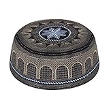 Moonlove Men Islamic Kufi Hat Muslim Prayer Cap Embroidered Knitting Turkish Arabian Omani Saudi Ramadan Eid Beanie Namaz Skull Hat Adult Crochet Taqiyah Takke Headwear