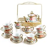 Vintage Tea Set for Adults - Porcelain Afternoon Tea Sets, 22Pcs Bone China Tea Sets with Teapot, Sugar Bowl, Milk Jug, Cups & Saucers for Women, Party, Wedding