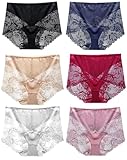 BLKDOTS Womens Underwear Sexy Lace Panties Seamless Briefs for women, 6Pack