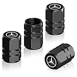 4 Pcs Car tire Valve Stem Caps Compatible with Mercedes Benz CESM CLK GLK GL AB GLS GLE AMG Series, Alloy Metal Car Tire Caps Cover, Anti-corrosion Dust Caps, Black