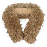 BENECREAT Coffee Faux Fur Collar, Faux Fur Hood Trim Replacement Collar for Coat Sweater Jacket Sewing Craft Decor, 75x13x2cm/29.5x5.1x0.8 Inch