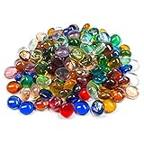 Meschett 50PCS Mini Glass Gems,Mixed Colour Mancala Stones Flat Bottom Marble Beads for Home Decorative Art Craft Vase Filler(0.5"~0.7")