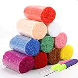 Rybtd 10PCS Pre Cut Wool Yarn Colorful Acrylic Latch Precut Wool Yarn (10 Colors) Hand DIY Knotted Rug Yarn for Ball Woven Carpet Cushion Handicrafts Crochet Crafts Crochet Carpet Home Textiles