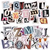 Deepton 104PCS Vintage Letter Stickers, 2 Styles Mini Size Scrapbook Stickers, DIY Scrapbook Accessories for Travel Case, Laptop, Scrapbook, Notebooks, Calendars, Sign, Art Craft
