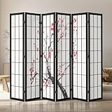 VEVOR Room Divider, 6 Panel Japanese Room Divider Screen, Wood Folding Privacy Screen Indoor, Japanese Partition Portable Decoration Dividers, for Room Separation Home Office Restaurant & Bedroom