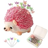 CICILIAYA Hedgehog Shape Pin Cushion, Cute Pincushions Sewing Kit Accessories Supplies Needle Cushions Holder with 100Pcs Colored Ball Heads Straight Fabric Pins for DIY Crafts (Pink)