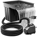 Biling Pond Waterfall Filter Kit with 4500L/H Water Pump, Complete Waterfall Stream Kits with Filtration System and Stainless Steel Plant Shelf for Garden Pond, Patio, Stream, Koi Fish Water Feature