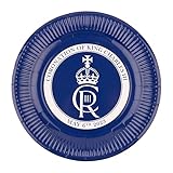 SHATCHI 10pcs King Charles III Blue Paper Plates King's Coronation UK British Royal Party Supplies Tableware Decorations Souvenir, 23 centimeters
