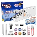 Handheld Sewing Machine, Portable Mini Sewing Machines White, Sew Simple Hand Stitching Machines, Beginners Sewing Machine with Sewing Accessories, Suitable for DIY, Garments, Curtains, Home Travel