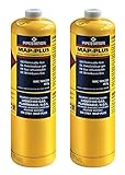 2 x Mapp Gas/Map Gas Pro Plus Gas Torch Canister Cartridge Disposable Cylinder Gas Bottle for Gas Blowtorch Blow Torch with Gas Included for Plumbers Soldering Torch 20% Hotter Than Propane