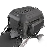 Rhinowalk Motorcycle Travel Luggage Expandable Motorcycle Tail Bag 35L Waterproof All Weather/Trunk/Rack Bag with Sissy Bar Straps-Matt Black