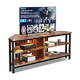 Dripex TV Stand Cabinet with LED Lighting, Corner Cabinet TV Unit for up to 50 Inch TV with Open Gaming Entertainment Center Shelves Vintage Industrial TV Standchest(106x36x45.5 CM)