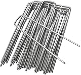 Ram® 50 X Silver Galvanised Ground Pegs Lawn Pegs Stakes Staples Lawn U Shaped Nail Pins For Weed Control Membrane Weed Fabric Garden Netting Artificial Grass 6" Inches