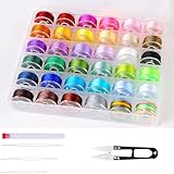 Waxed Cord - 36 Rolls of Waxed Thread, 0.4 mm x 9 m, Colourful Polyester Yarn with Box for Bracelets, Necklaces, Jewellery Making, DIY Crafts (36 Colours)