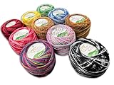 Pack of 10 Multi Rainbow Anchor Pearl Cotton Crochet Balls Size N.8 Thread 85 Meters UK