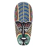 Jrifedptry Wooden Mask Wall Hanging Solid Wood Carving Painted Wall Decor Bar Home Decorations African Totem Mask Crafts A