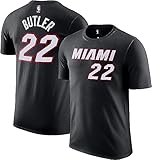 NBA Boys Youth 8-20 Official Player Name & Number Game Time Performance Polyester T-Shirt, Jimmy Butler Miami Heat Black, M