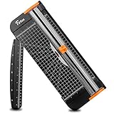 Firbon A4 Paper Cutter 12 Inch Titanium Paper Trimmer Scrapbooking Tool with Automatic Security Safeguard and Side Ruler for Craft Paper, Coupon, Label and Cardstock (Black)