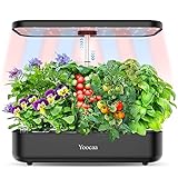 Yoocaa 12-Pod Hydroponics Growing System with LED Grow Light & Automatic Timer, Adjustable Indoor Herb Garden Kit for Home Kitchen (19.4'' Max Height), Black