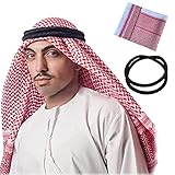 DZOZO Mens Arab Shemagh Scarf Arab Kaffiyeh Shemagh Scarf Head Wrap Muslim Hijab Headscarf Middle East Keffiyeh Headscarf Arabia Scarf Hijab Headband Desert Shawl Arabic Scarf Head Cover Cap