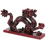 Ciieeo Retro Dragon Figurine Resin Craft Decor, 6-Inch Chinese Zodiac Dragon Statue, Red Resin Animal Figure for Home and Office Decoration 6inch