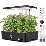 iDOO Hydroponics Growing System, 12 Pods, Herb Garden, Indoor Herb Garden for Christmas Smart Garden, Automatic Timer Germination Kit with Fan, Water Pump, Height Adjustable, 2 Modes, ID-IG301, Black