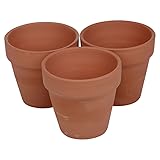 URBNLIVING Terracotta Round Plant Pots with Drainage Hole - Set of 3/6 Classic Design Garden Flower Planters, Ideal for Indoor and Outdoor Use, Durable Herb Flower Pots for Home and Garden Deco