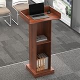 lesolar Podium Standing Desk,Wood Podium,Floor Standing Church Pulpit Stand with Wide Reading Surface and Storage Shelf,Classroom Lectern Stand White,Customer Reception Podiums Desk