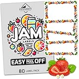 Jam Labels for Jars - 80 Easy Peel Off Jam Jar Labels, 67 x 45mm Self Adhesive Waterproof Jar Stickers with Easy Write Surface for Jams & Preserves by Innoveem