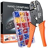 Insulated Wire Terminal Crimping Tool Kit, Preciva 0.5-6mm² Ratchet Crimper Plier, Cable Lug Pliers Electrician Crimp Toolkit with 350 Insulated Butt Bullet Spade Ring Connectors