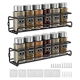 Estefanlo Spice Rack Wall Mounted, 2 Pack Spice Rack for Inside Cupboard, Adhesive Spice Organiser Kitchen Cupboard Organiser