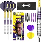 Target Darts Luke Littler Brass Steel Tip Darts Set – 22G Steel Tip Dart, The Nuke Player Edition Dart Set, Dart Flights, Shafts & Dart Case Included | Professional Dart Accessories