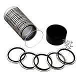 OnFireGuy 20 Air-Tite 40mm Black Ring Coin Capsules & Black Lid Capsule Tube | Coin Holders for 1 oz Silver Eagles with Plastic Storage Tube Combo