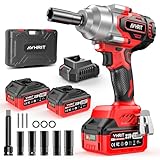 Avhrit Cordless Impact Wrench 1/2", 1106Ft-lbs (1300 N.m) High Torque Electric Impact Gun with 2 X 4000mAh Battery, Fast Charger & 4 Sockets, Power Impact Driver for Car and Home