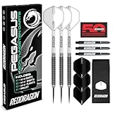 RED DRAGON Pegasus 23 Gram Professional Tungsten Steeltip Darts Set with Flights, Stems (Shafts) and Wallet